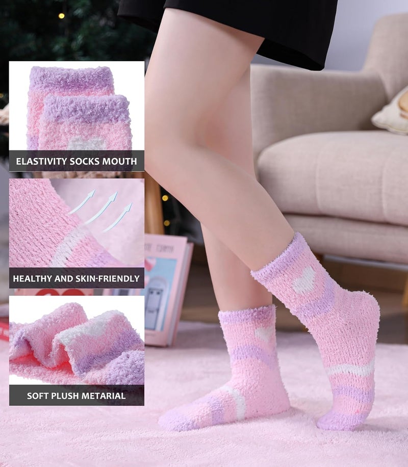 SDBING Fuzzy Socks for Women Soft Fluffy Home Sleeping Socks Cozy Warm Slipper Socks 6 or 5 Pairs - Image 3